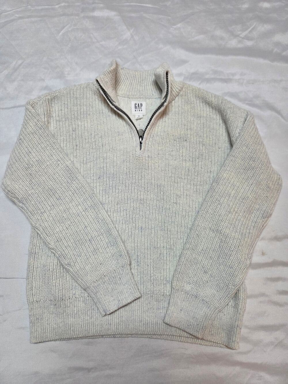 GAP Cream Quarter-Zip Ribbed Knit Sweater